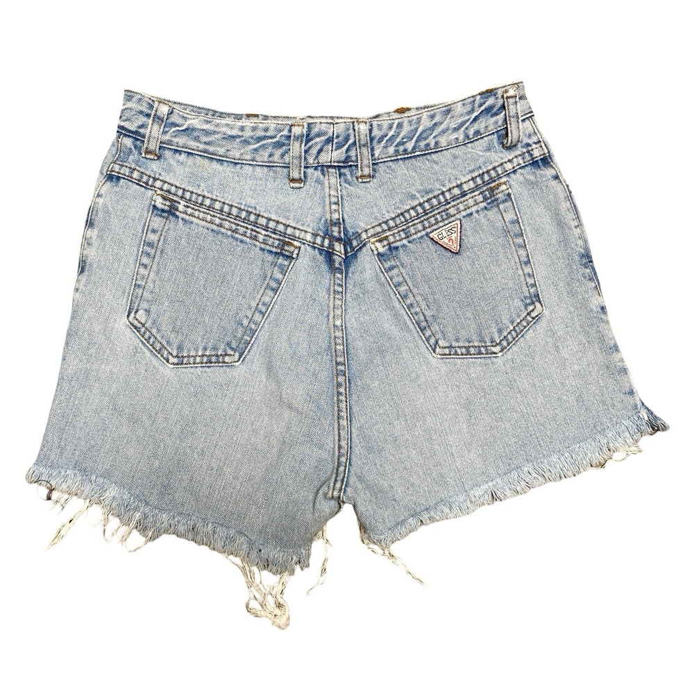 VTG 90s Guess Women's Cut Off Denim Shorts 29 in Waist Blue Distressed USA - Picture 2 of 9